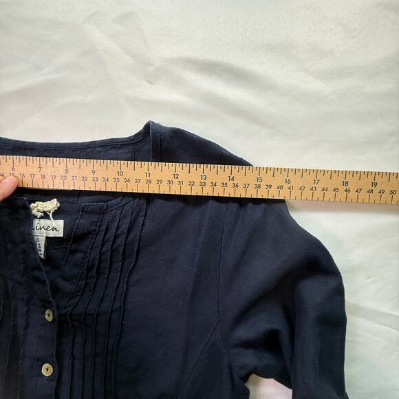 Malvin Hamburg Linen Navy Embroidered Tunic Dress Long Sleeve Boho Size S - Picture 6 of 16